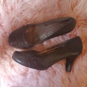 Dark brown 3 inch heels.